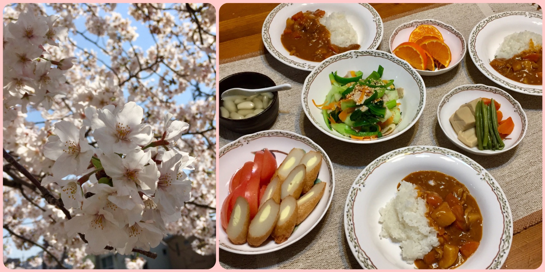 昨日の桜と今夜の夕飯