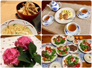 ランチ.一服タイム.子らからのプレゼント.夕飯